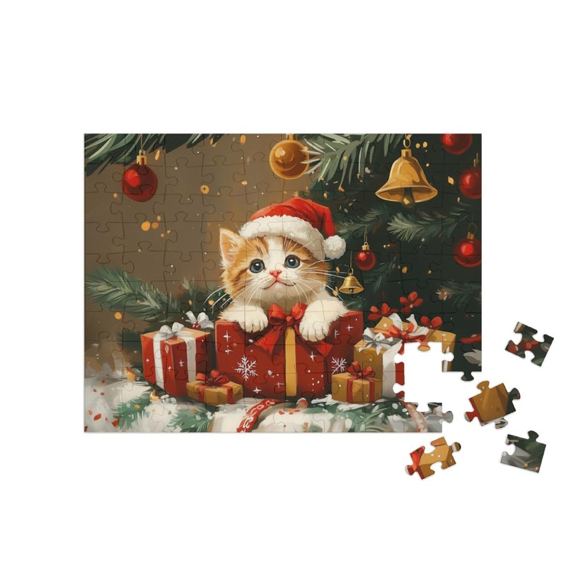 puzzleYOU: Puzzle 100 Teile „Kätzchen Kira im Geschenkkarton“