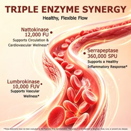 Liposomal Nattokinase Supplement 12000 FU & Serrapeptase & Lumbrokinase