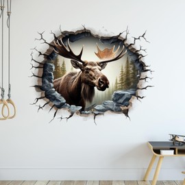 GRAZDesign Wall Sticker Elk - Wall Crack in Norway Wall Sticker for Living Room Kitchen Hallway Wall Sticker - 38 x 30 cm