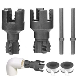 2PCS Integrated Internal & External PVC Pipe Threader Kit for Electric Drill - 1/2" & 3/4" NPT Dies Set, Heavy Duty Plastic Pipe Threading Tool for PVC/PPR Water Pipes, DIY Plumbing Tools