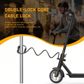 Honszex E Scooter Lock, 5-Digit Cable Lock for E Scooter/Scooter, Handcuff Lock, Combination Lock Double Lock, Bicycle Lock, 105 cm x 12 mm, E Scooter Accessories