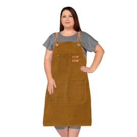 King Mills Plus Size Aprons For Men Women With Large Pockets, Cotton Canvas Cross Back Adjustable Apron.