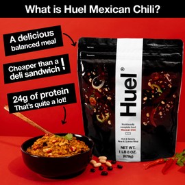 Huel Hot and Savory Instant Meal Replacement - Mexican Chili - 14 Scoops Packed with 100% Nutritionally Complete Food, Including 23g of Protein, 14g of Fiber, and 27 Vitamins and Minerals