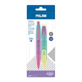 MILAN Blister pack 1 ballpoint pen + 1 mechanical pencil COMPACT Sunset