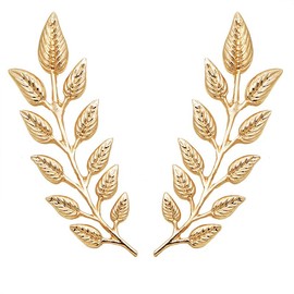 coadipress Gentlemen Gold Silver Leaf Brooches Simple Elegant Retro Double Leaf Collar Pin Brooch Gold Silver Plant Leaves Brooches (Gold)
