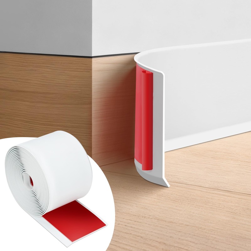 JSIWOTH 16.4Ft Vinyl Baseboard Molding Trim, Flexible Peel and Stick