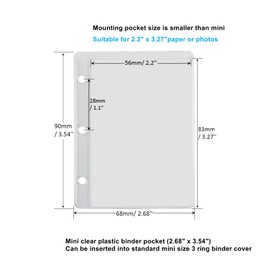 12 Pack Mini Size Clear Sheet Protectors 2.2 x 3.2 Inch Plastic Sleeves Page Protectors Top Loading Paper Protector for 3 Ring Binders, Acid-Free, Archival Safe for Documents and Photos