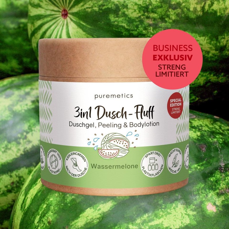 Puremetics 3-in-1 Shower Fluff Watermelon with Sugar and Coconut Oil