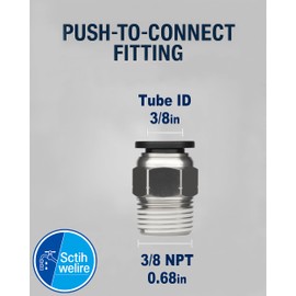Sctihwelire Push to Connect Fittings 3/8" Tube OD to 3/8 NPT, Nickel-Plated Brass Pneumatic Connectors, Quick Release Air Line Fittings, Leak-Proof and Durable for Industrial Use (Pack of 5)