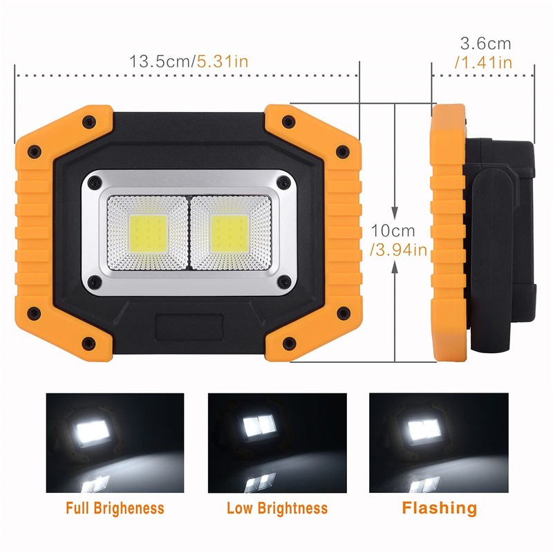 OTYTY LED Work Light, 30W 1500LM Rechargeable Work Light Battery