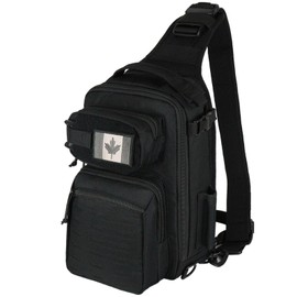 Fishing Sling Backpack Tackle Storage Bag, 12L Lightweight Sling Fishing Pack Tactical Shoulder Backpacks Tool Bags For Fishing with CA Flag Patch and Stainless Steel Fishing Plier (Black)