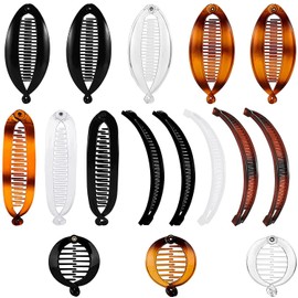 16 PCS Banana Hair Clips Clincher Comb Fish Hair Clips Round Ponytail Clip Fish Grip Hair Comb Vintage Banana Clip Double Comb Banana Clip Set Fishtail Clip Hair Accessories for Women Girls Curly Hair Banana Clip Banana Clips for Hair