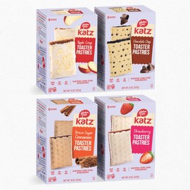 Katz Gluten Free Snacks Toaster Pastries 4 Flavor Fruit Variety Pack Apple Crisp, Cinnamon, Chocolate Chip & Strawberry. Free of Dairy, Soy, Tree nuts, and peanuts. Kosher 8oz (4pk)