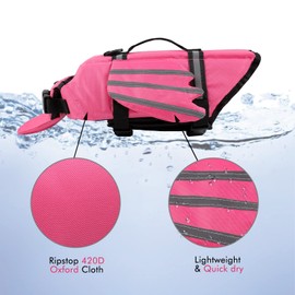 Surblue Dog Life Jackets, Dog Life Vests for Swimming, Beach Boating with High Buoyancy, Puppy Life Vests for Swimming for Small Medium Large Dogs, Pink, M