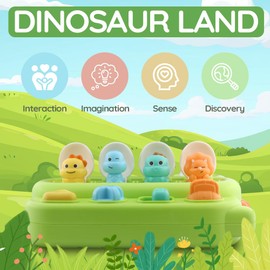 Baby Pop-Up Toy, Educational Animal Playset for Toddlers, Cause and Effect Learning, Fine Motor Skills Development, Portable Travel Toy with Engaging Buttons, Perfect for Infants and Toddlers (Green)