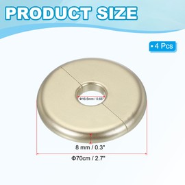 PATIKIL Wall Split Flange 0.65"/16.5mm, 4Pcs ABS Round Self-Adhesive Escutcheon Plate Cover Buckle for Water Pipe Faucet Decoration, Gold