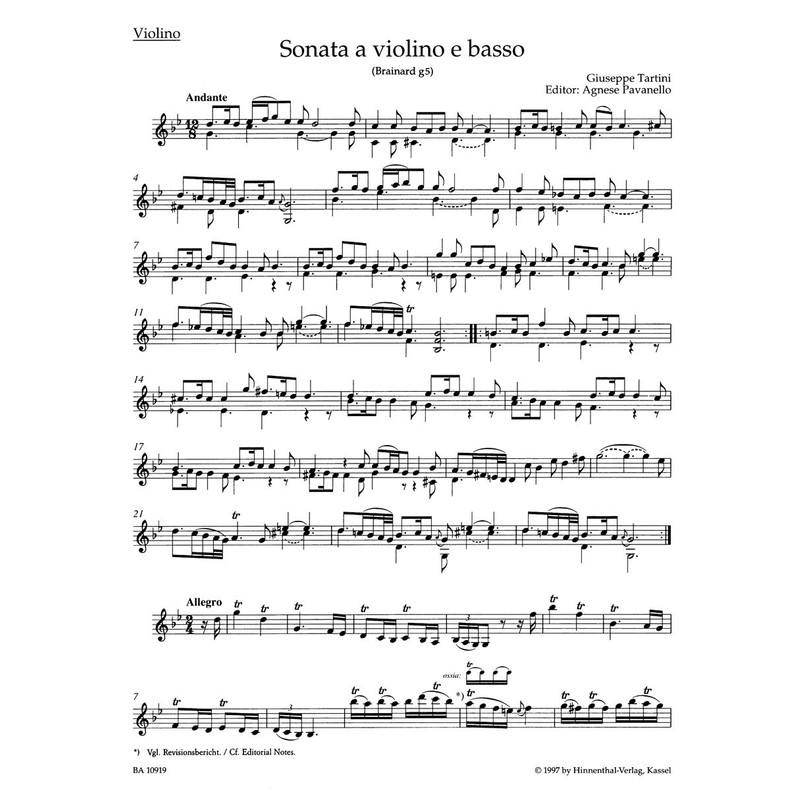 Sonata for Violin and Basso continuo in G minor Devil's