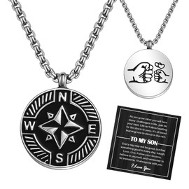 GBTBYS To My Son Necklace, Son Gifts from Mother Dad, Compass Necklace Birthday Anniversary Graduation Jewelry Gifts
