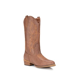 IUV Cowboy Boots For Women Western Boots Cowgirl Boots Pull On Pointy Toe Mid Calf Boots