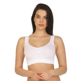 Emay Thick Strap Soft Stretch Women's Seamless Comfortable Bustiers Tops, Non-Wired, Soft Bra, Sleep, Nursing, Sports Bralette, White, 3XL/4XL