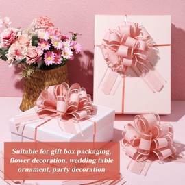 Gift Bows Large 6 inches 15 Pcs Gift Pull Bows for Presents, Gift Wrap Ribbon Pull Bows for Gift Wrapping, Wedding Baskets, Presents (Pink)