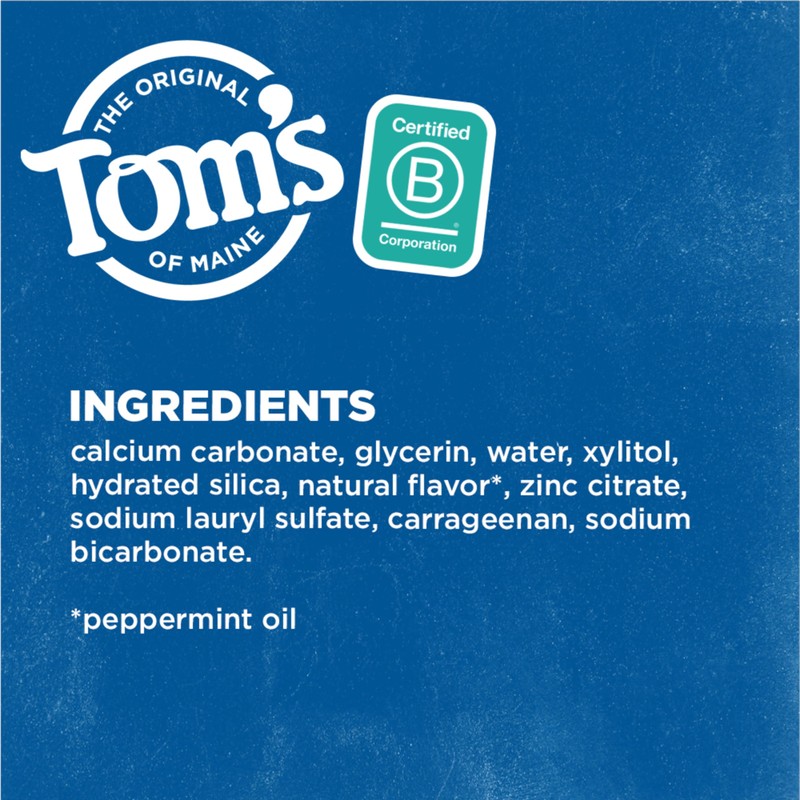 Tom's of Maine Fluoride-Free Antiplaque & Whitening Natural Toothpaste, Peppermint,