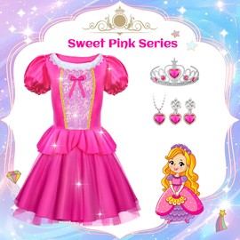 Princess Dress Up - Princess Dress Up Clothes for Girls, Role Play Costume Christmas Birthday Gift for Age 3-8 Year Old