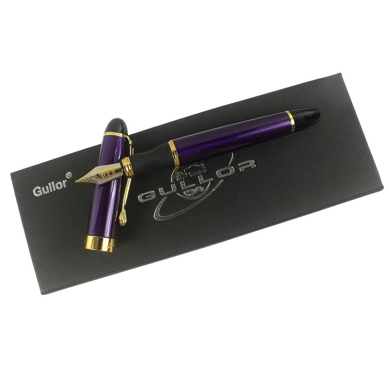 Gullor Jinhao X450 Fountain Pen, Gold Trim, Medium Nib, Purple
