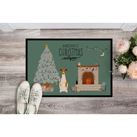 Caroline's Treasures CK7662MAT Whippet Christmas Everyone Doormat 18x27 Front Door Mat Indoor Outdoor Rugs for Entryway, Non Slip Washable Low Pile, 18H X 27W