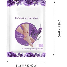 Mascarillas Exfoliantes para Pies 2 Pares Blanco No Tejido Lavanda, Eliminación de Callos y Piel Muerta, Bolsa Plástica, Formato Doble para Rutina de Pies