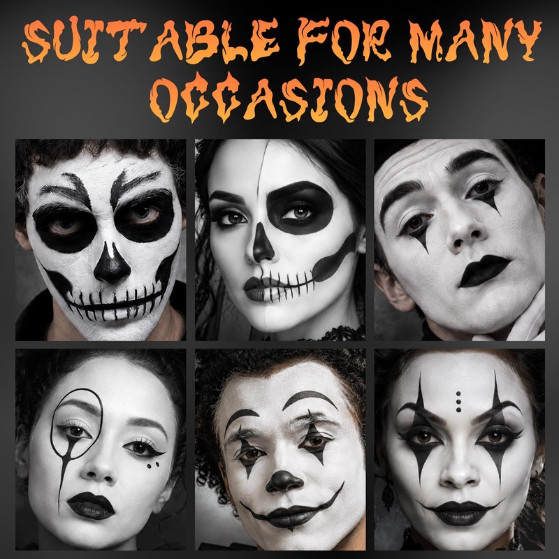 Black and White Face Paint for Halloween Vampire Zombie Makeup