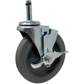 ICON Caster Wheels 5" x 1" Light Duty Industrial, Swivel w/Top Lock Brake Caster, Grip Ring 7/16" x 1-1/2", Gray, Non-Marking Thermoplastic Wheel, Load Capacity 140 lbs. | Single Caster Listing Only