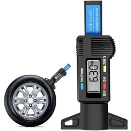 Gaoni Digital Tyre Tread Depth Gauge - 0-25.4mm/1Inch Portable Tread Depth Checker Tyre Depth Measure with LCD Display for Cars, Vans, Trucks