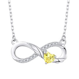 STARCHENIE Infinity Necklace 925 Sterling Silver Angel Wings Heart Birthstone Necklace for Women November Golden Topaz