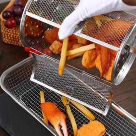 YARNOW Stainless Steel Rotisserie Grill Roasting Dish Drum Oven Basket Bakeware Oven Roasting Baking Nuts Beans Peanut Basket Grill