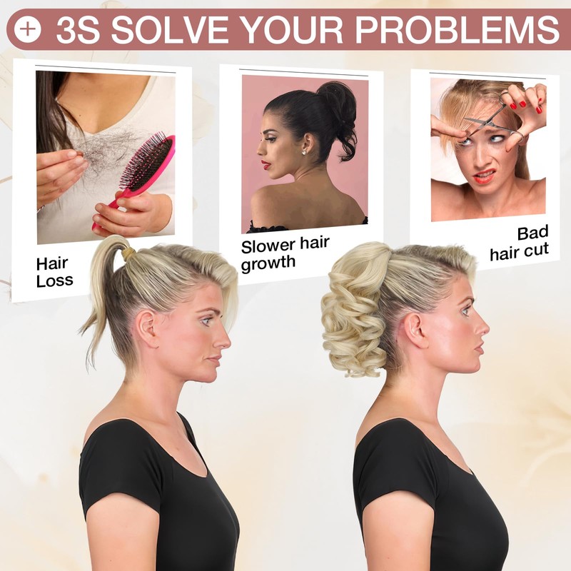 FELENDY 9" Short Ponytail Extension Curly Wavy Claw Clip in