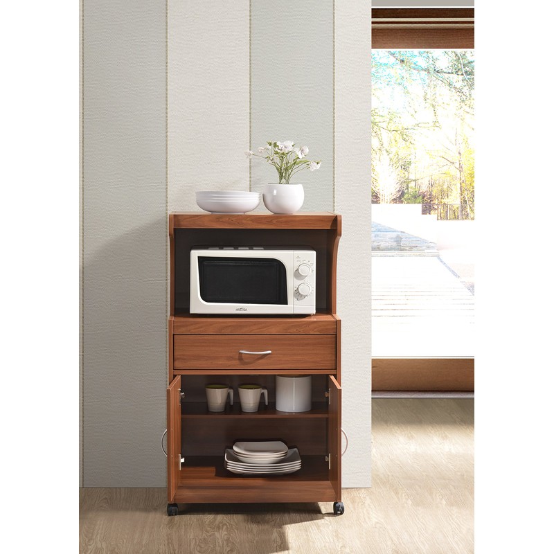 Hodedah Microwave Kitchen Cart, Cherry