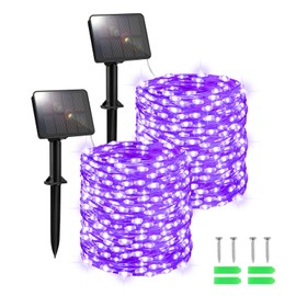 FFZZKJ Solar Lights Outdoor Garden Waterproof Total 240LED 12Mx2 Pack Outdoor Solar Lights for Garden Patio Balcony Terrace Veranda Tree, Purple