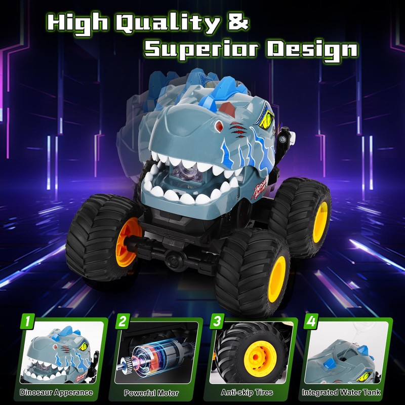 Dinosaur Remote Control Car for Boys 4-7 8-12, 50min+ Runtime