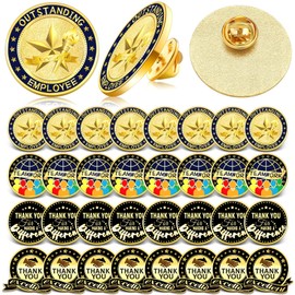 Lyrow 32 Pieces Employee Appreciation Lapel Pin 4/5 Inch Excellence Enamel Recognition Pins Appreciation Motivational Pins for Employee Staff Team Gift (Novel Color)