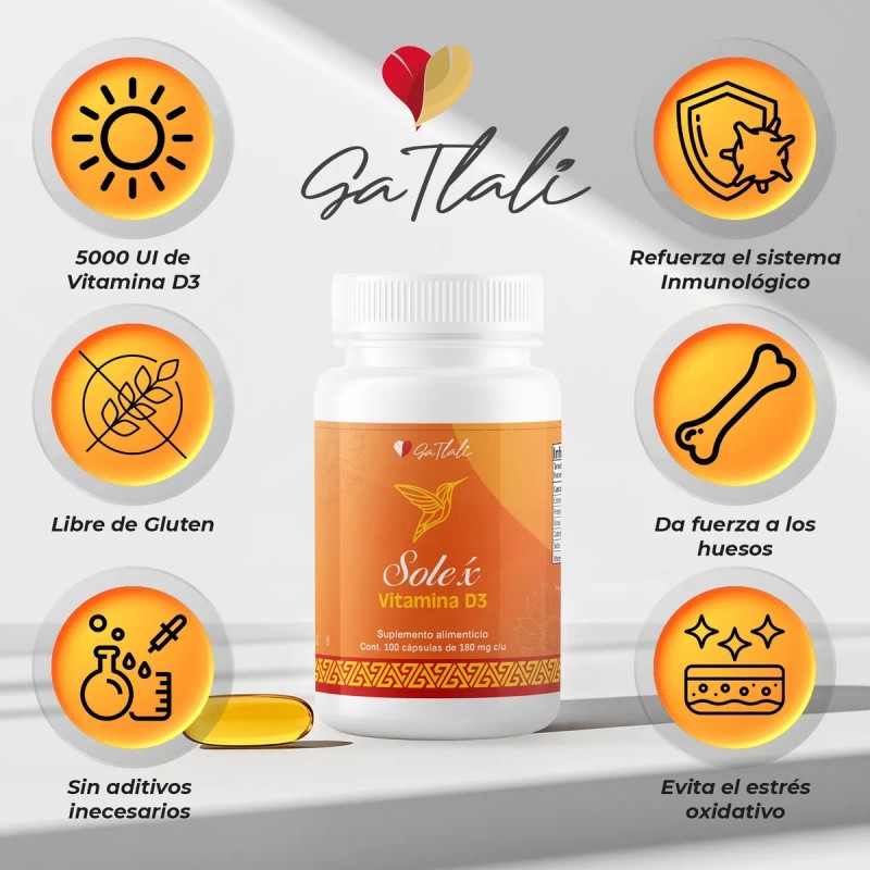 Vitamina D3 Ga Tlali 100 Softgel 180mg 5000 Iu Alta