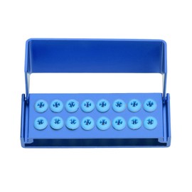 2Pcs 16 Holes Bur Block Holder with Silicon Cover Autoclavable Burs Block Case for Placing FG RA Burs (blue)