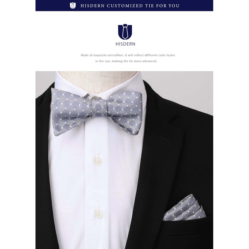 HISDERN BC-01 Men's Paisley Bow Tie Set, Hand Tied, Includes