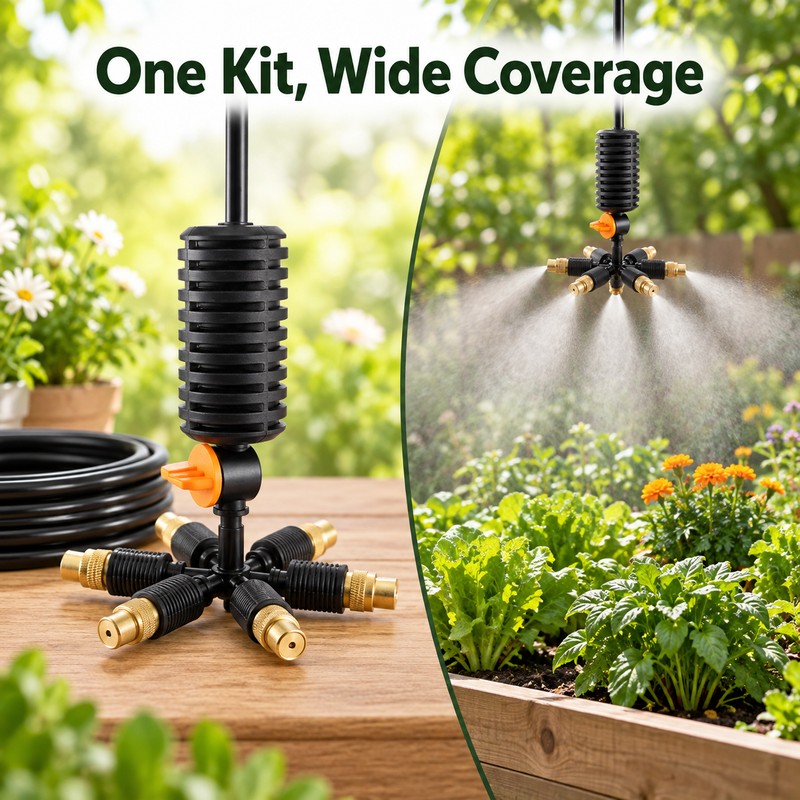7-Way Garden Misting Nozzle Kit – 7 Brass Sprayers with