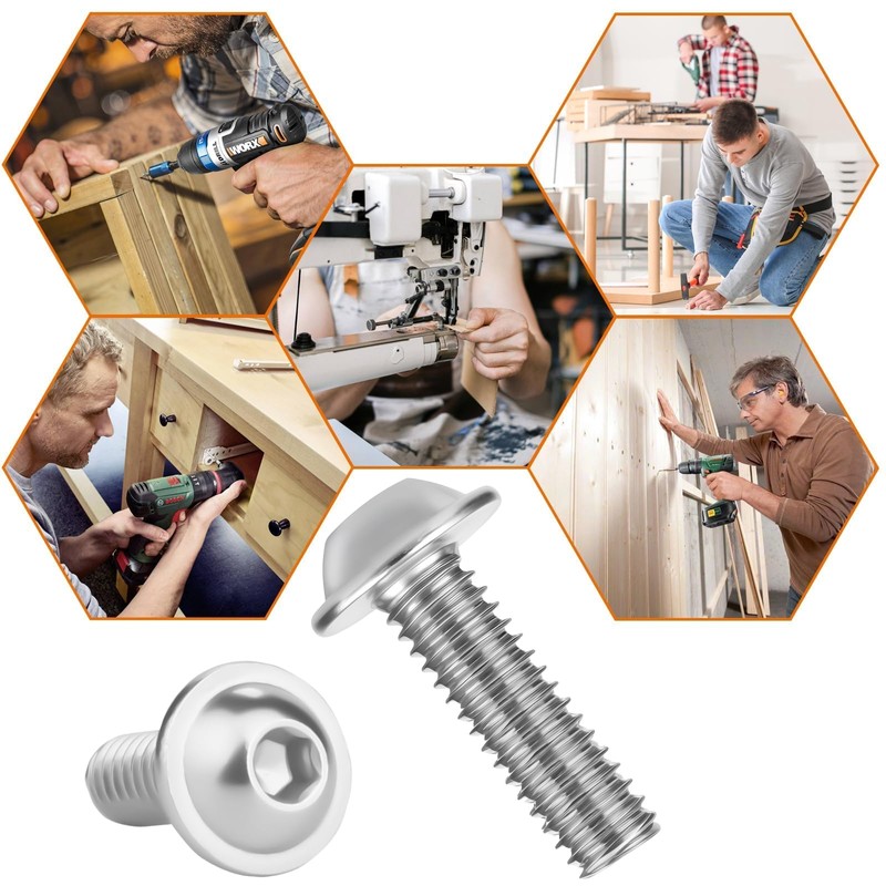 Pack of 25 Rounded Head Screws M5 x 30 Stainless