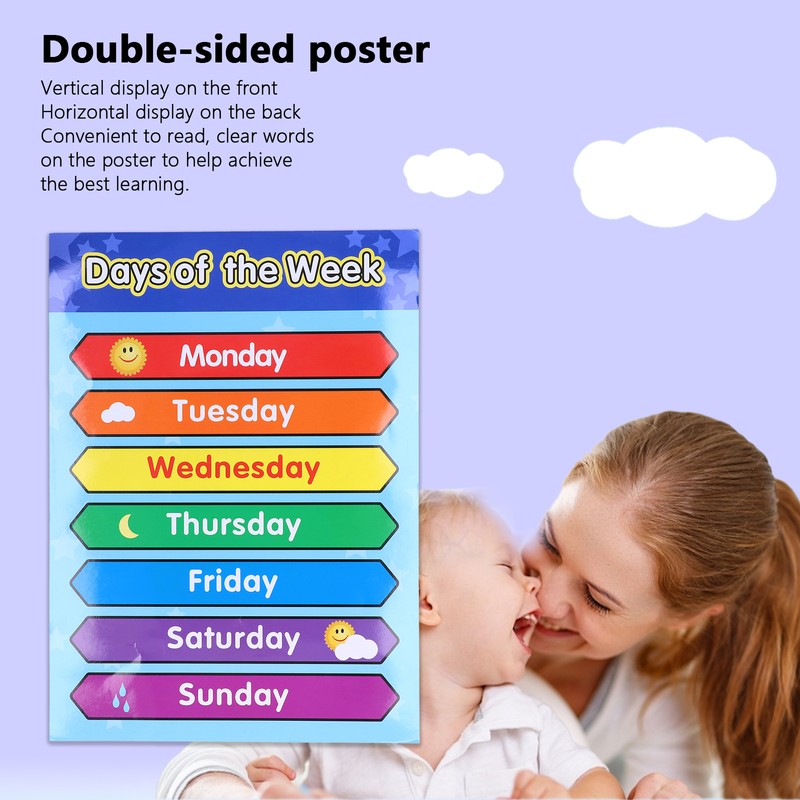 Week Poster Chart Laminated Preschool Poster Educational Toys for Kindergarten