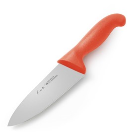CURTA 6-inch Commercial-Grade Chef's Knife, NSF Listed, Ergonomic, Non-slip Red Handle, High Carbon 420 Stainless Steel Forged Blade Straight Edge, Dishwasher Safe, Rust Proof