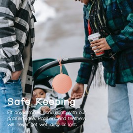 Nupoopy 2 Pack Silicone Pacifier Holder Case & Toy Safety Straps for Babies, BPA-Free Silicone Newborn Pacifier Hold, Travel Pacifier Storage Case for Diaper & Strollers (Muted/Dusty Lilac)