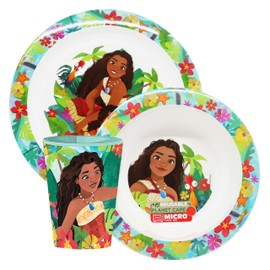 Sorrisini Reusable Microwave Vaiana Plastic Plate Bowl Cup Weaning Set Moana Plastic Dish Set