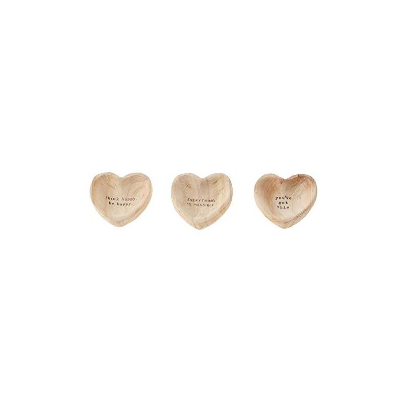 Mud Pie Think Wood Heart Trinket Tray, 5"" x 5"""